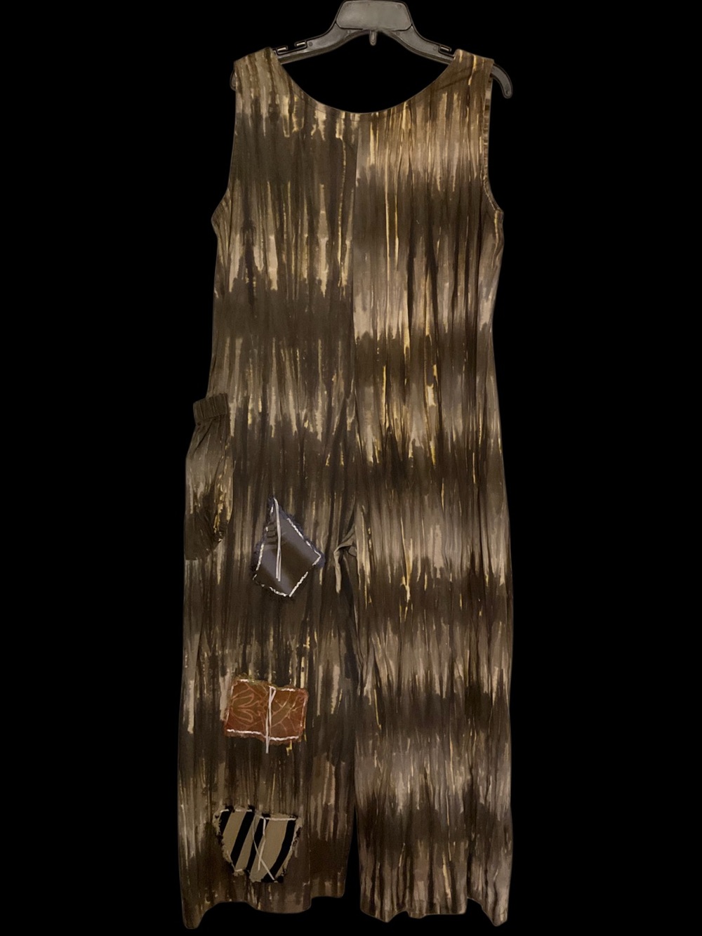 Sleeveless Wide-Leg Zip Front Jumpsuit in Olive/Cream Stripe - Picture 2 of 4